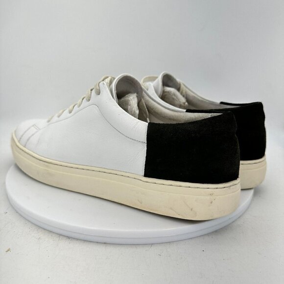 COS Low Top Trainer Men Size 10.5 Leather Casual Sneaker Shoes White Black - Picture 7 of 13